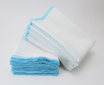 Reusable Paperless Towels - Eco-Friendly Birdseye Cotton - Virtually Lint-Free and Durable - Aqua Blue Stitching - image5